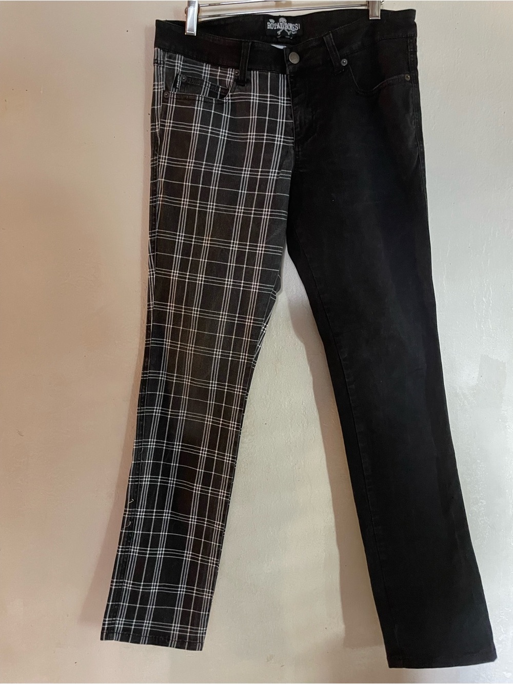 Royal Bones Black Plaid Accent Jeans